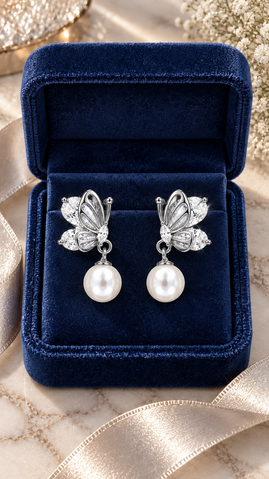 Butterfly Pearl Earrings