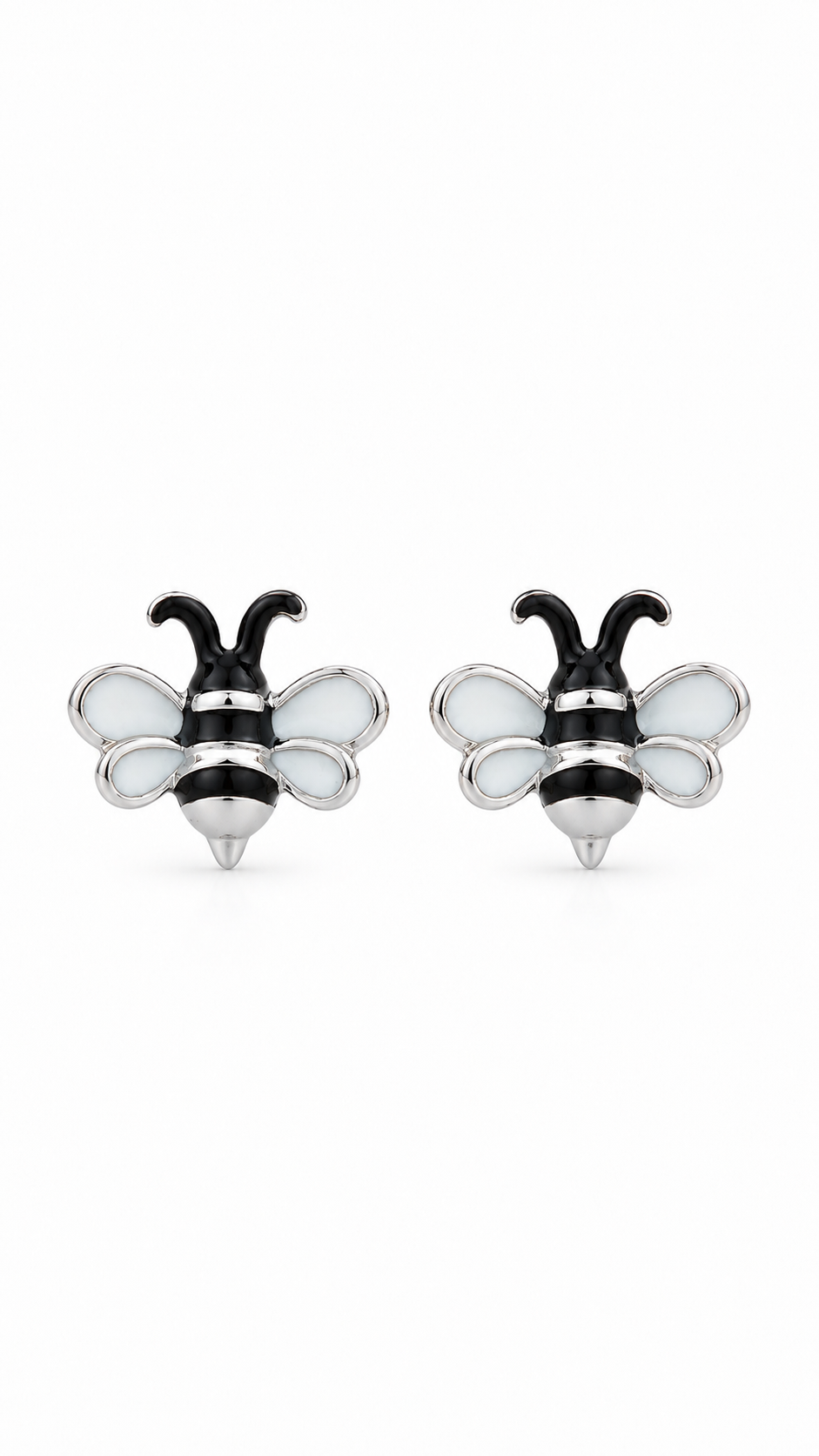 Black White Bee Earrings