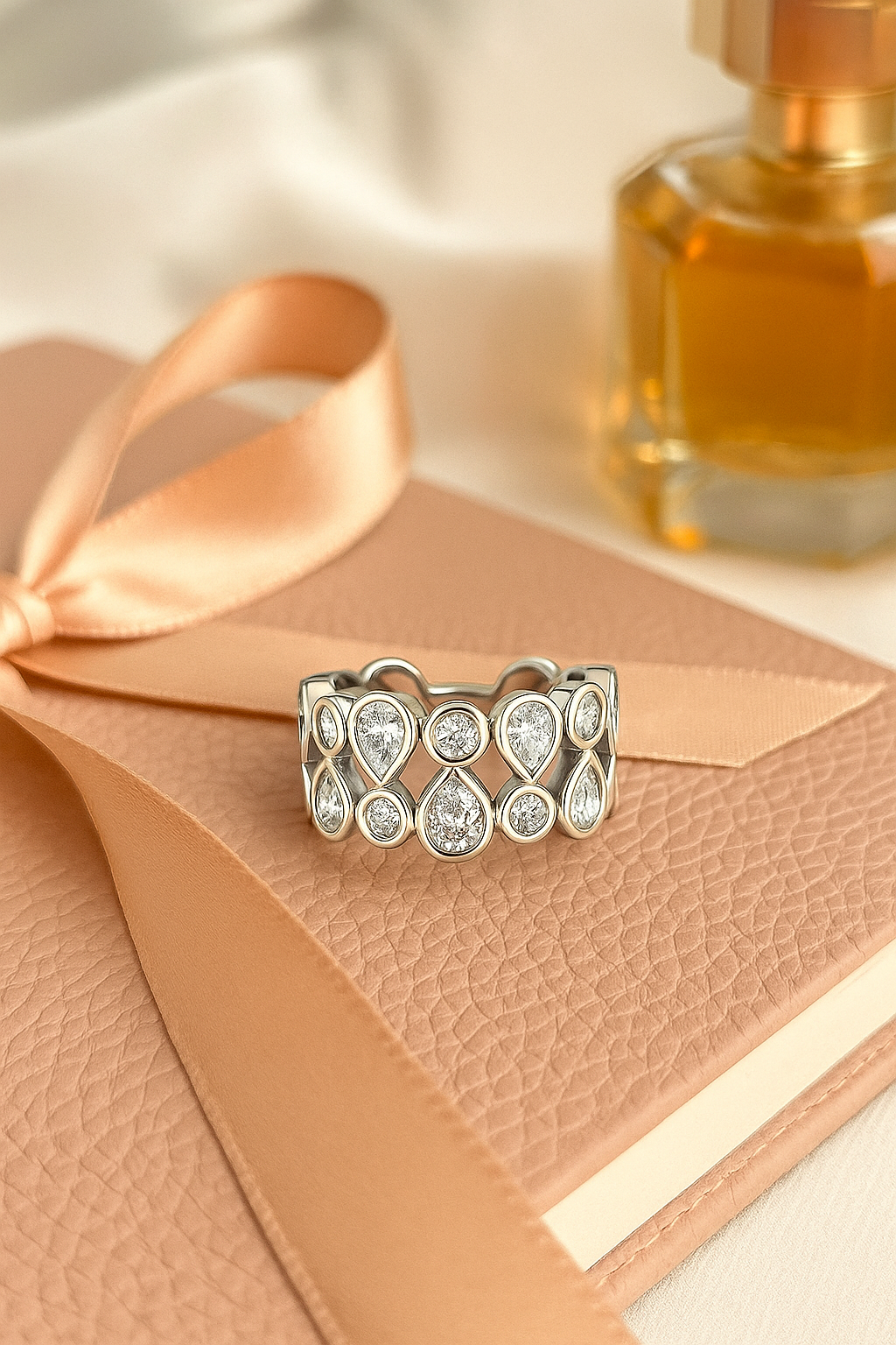 Luxury 925 Silver Designer Zircon Cluster Ring for Women – Stylish Wide Band Finger Ring for Party & Festive Wear