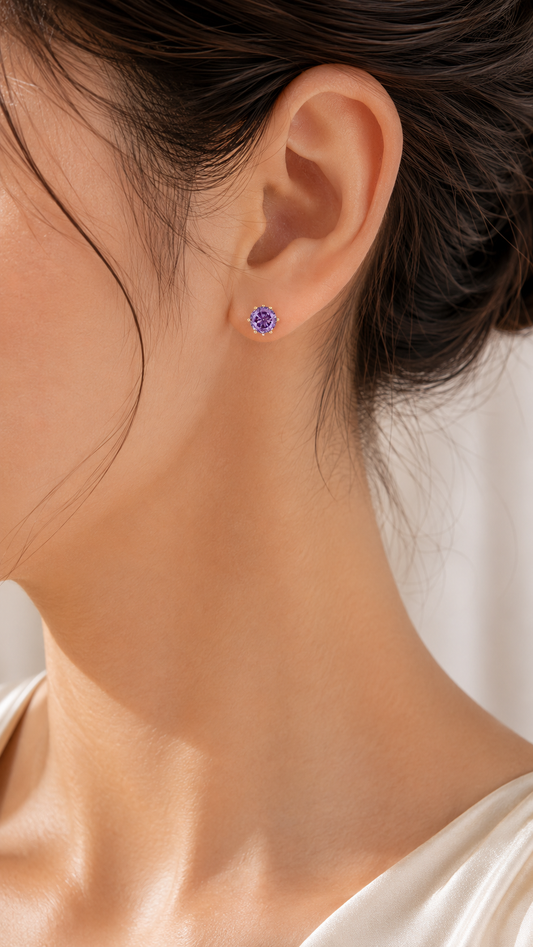 Purple Round Earrings