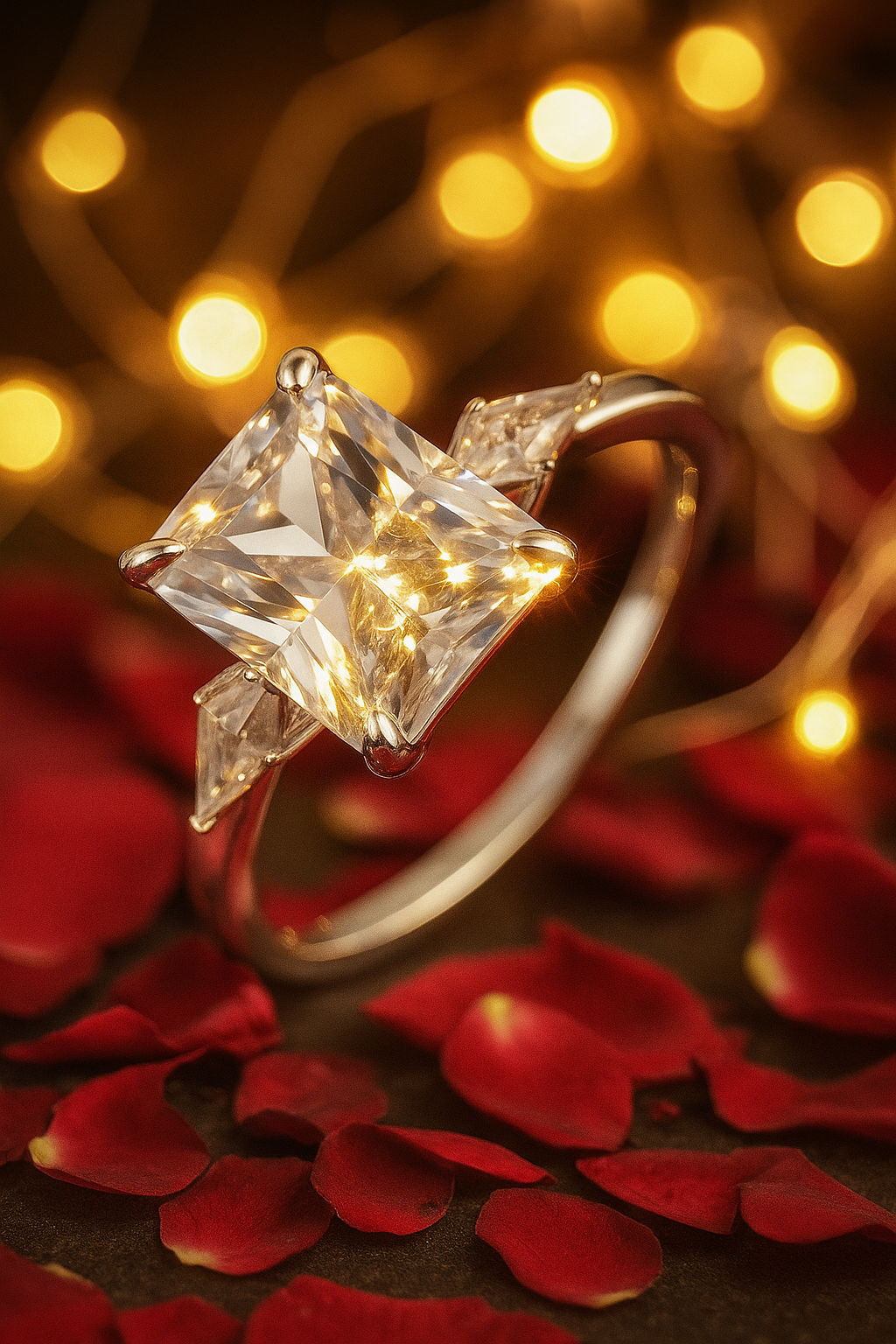 Elegant 925 Silver Princess Cut Solitaire Zircon Ring for Women – Classic Engagement & Party Wear Finger Ring