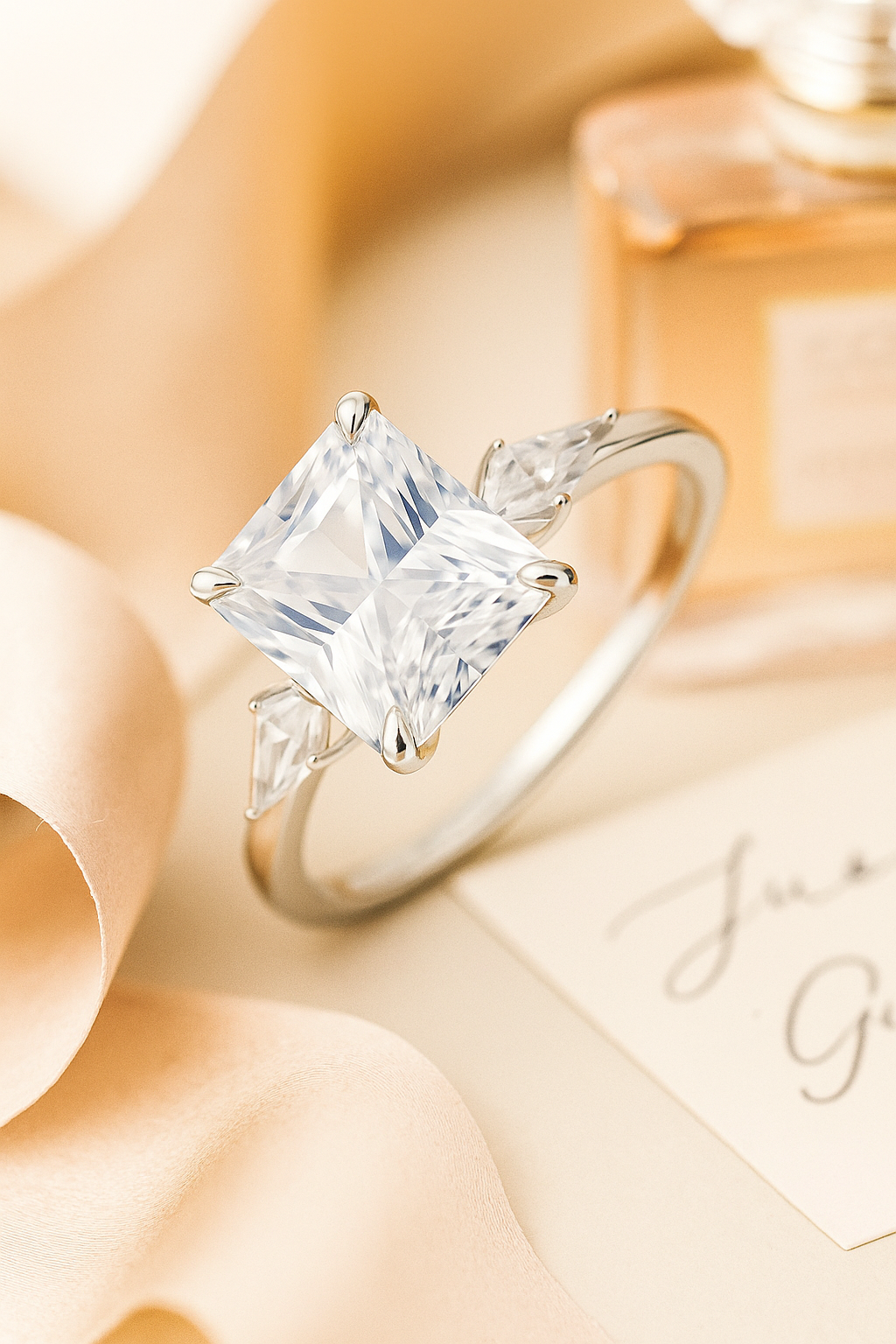 Elegant 925 Silver Princess Cut Solitaire Zircon Ring for Women – Classic Engagement & Party Wear Finger Ring