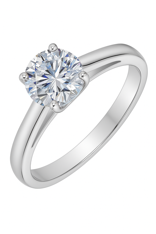 Classic 925 Silver Round Solitaire Zircon Ring for Women – Elegant Engagement & Daily Wear Finger Ring