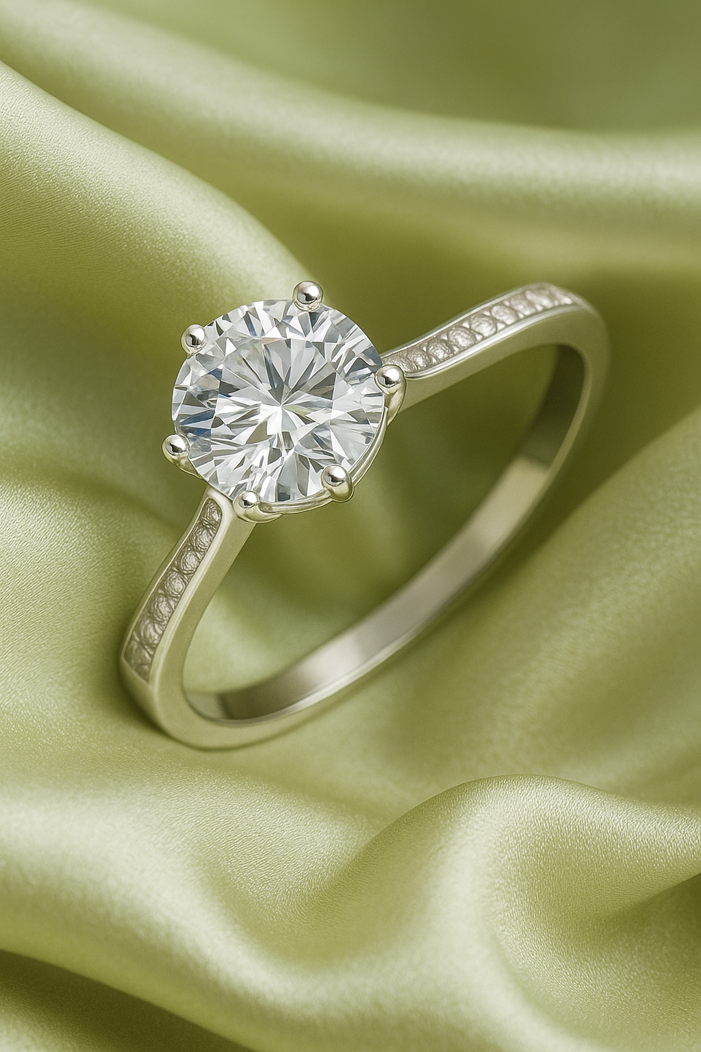 Elegant 925 Silver Solitaire Zircon Ring for Women – Classic Round Stone Finger Ring with Side Detailing