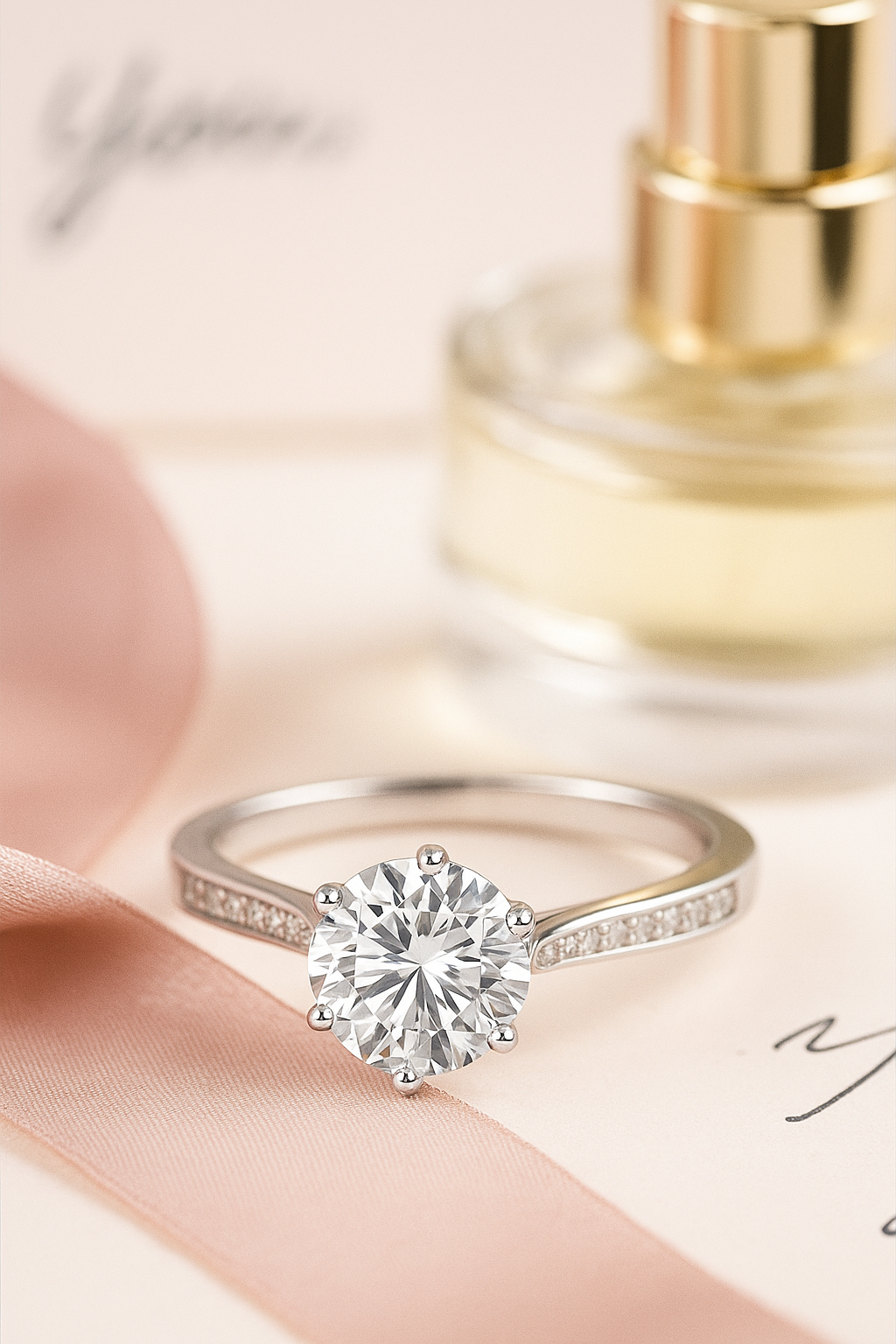 Elegant 925 Silver Solitaire Zircon Ring for Women – Classic Round Stone Finger Ring with Side Detailing