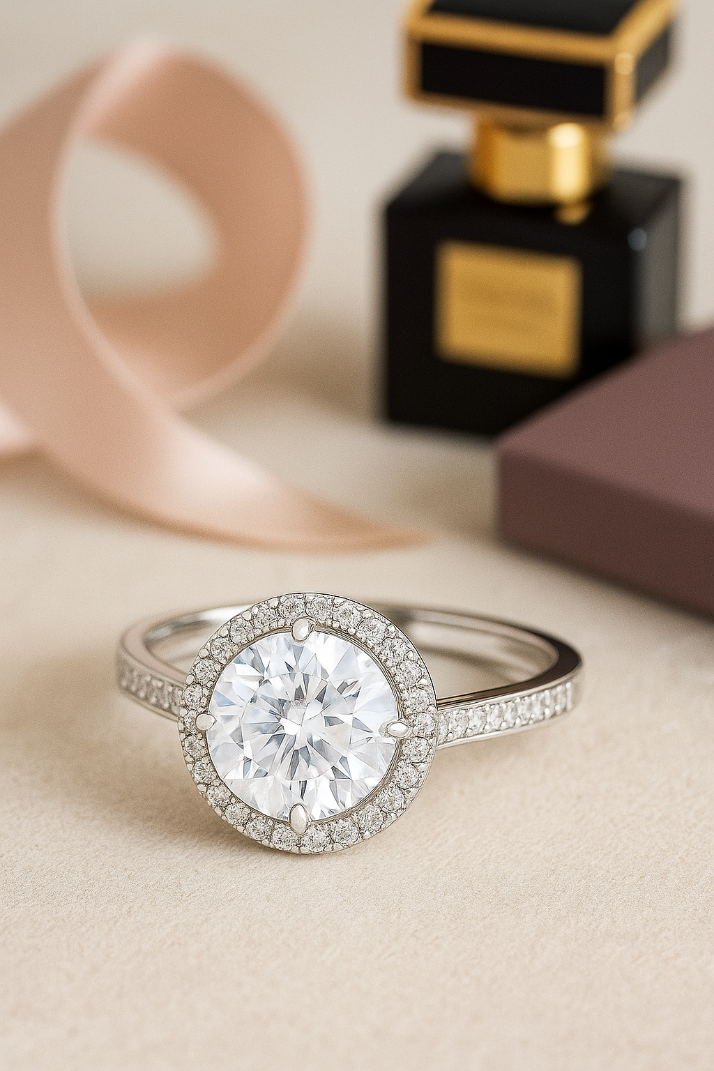 Elegant 925 Silver Halo Solitaire Zircon Ring for Women – Classic Round Stone Engagement & Party Wear Ring