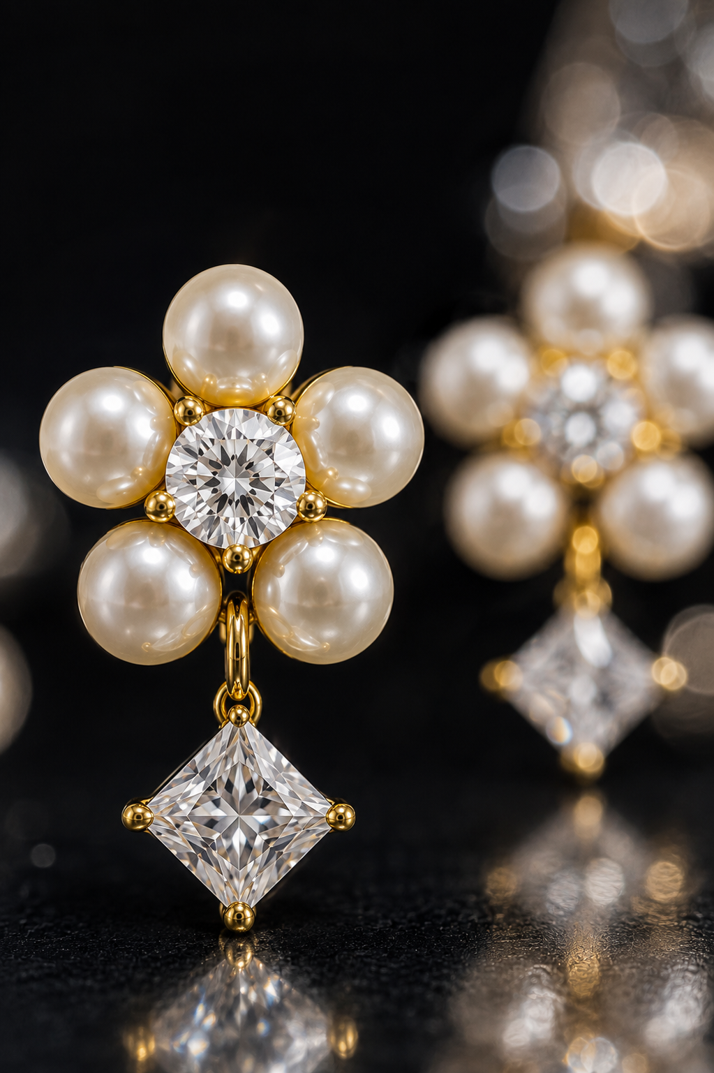 Pearl Princess-Cut Earrings