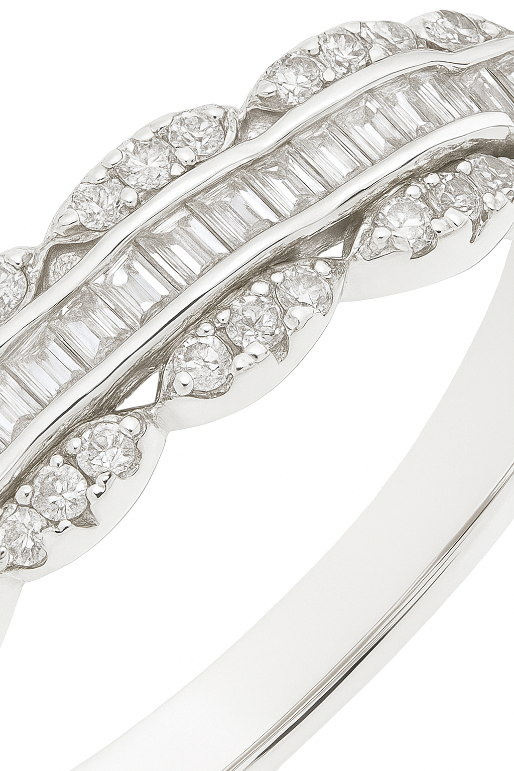 Elegant 925 Silver Baguette & Round Zircon Band Ring for Women – Stylish Dual Row Finger Ring for Party & Daily Wear