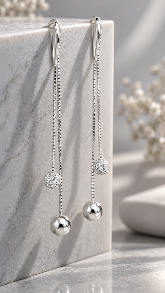 Double Ball Chain Drop Earrings