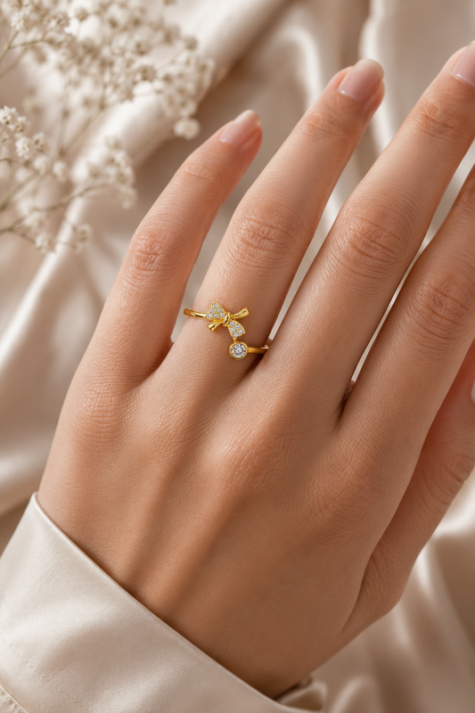 Gold Bow Open Ring