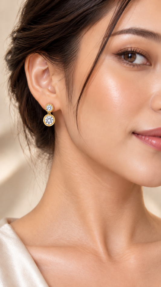 Gold Round Earrings