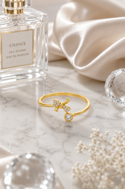 Gold Bow Open Ring