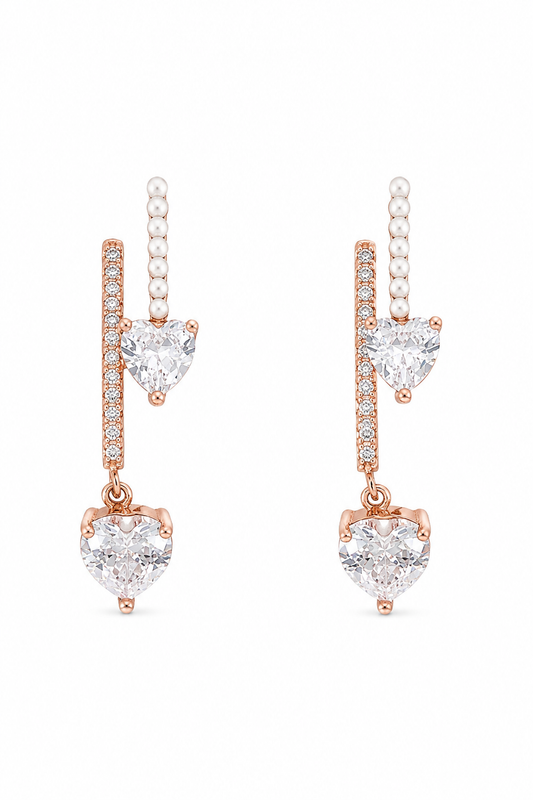Pearl Double Heart Earrings