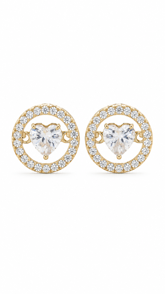Open Circle Heart Earrings