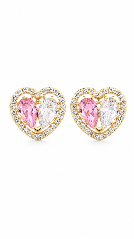 Pink & White Heart Earrings