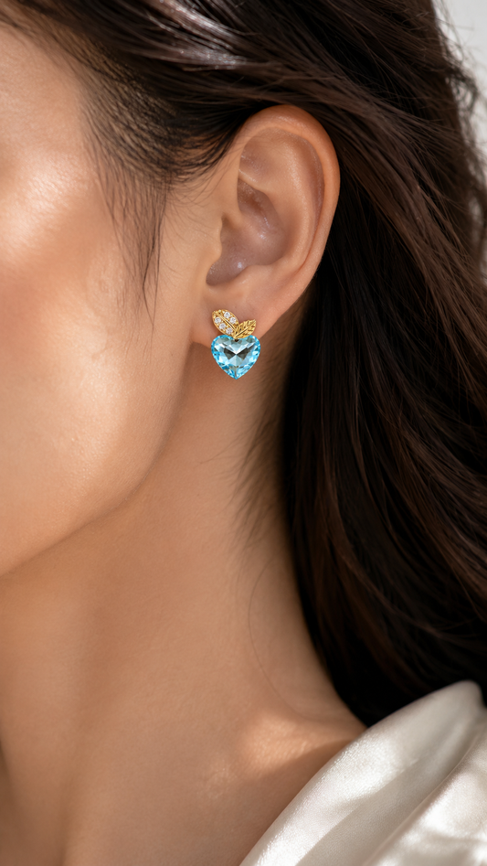 Aqua Blue Heart Earrings