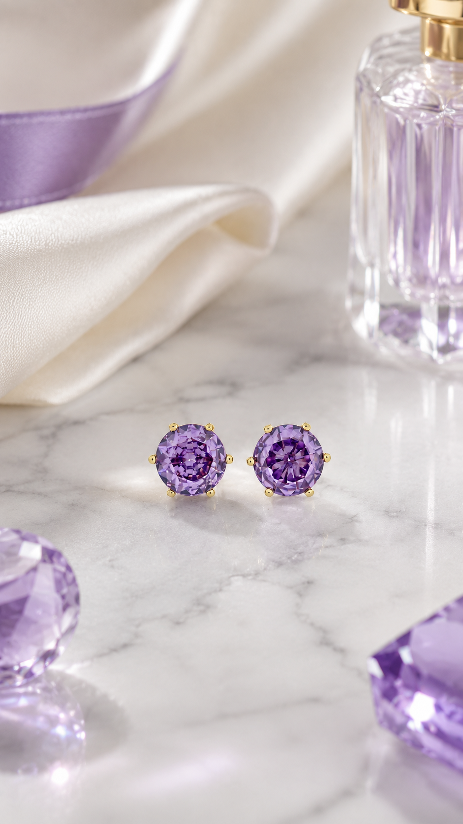 Purple Round Earrings