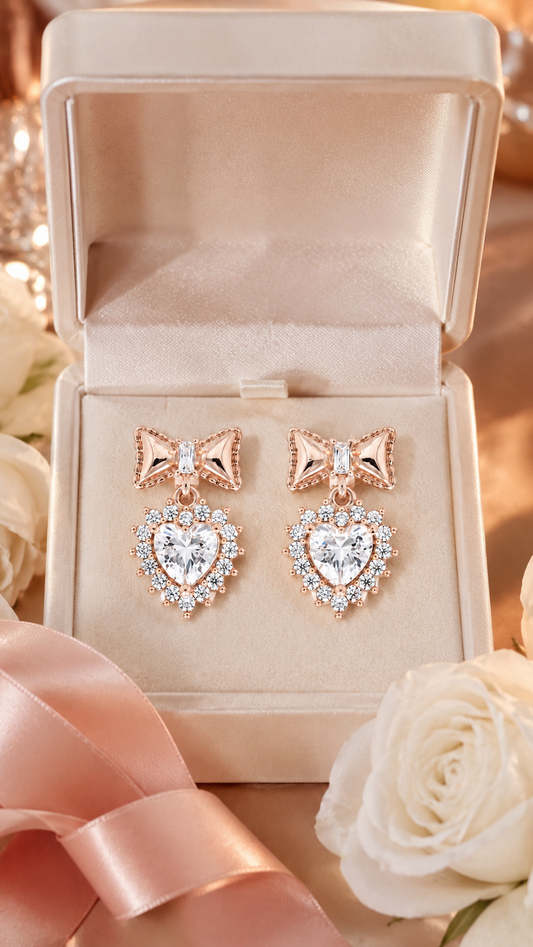 Bow Heart Halo Earrings