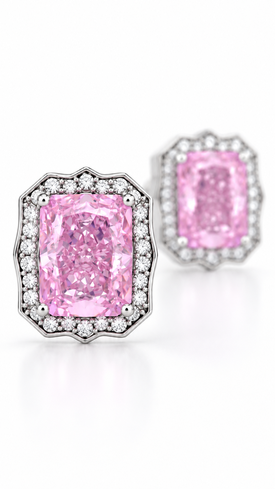 Silver Pink Earrings