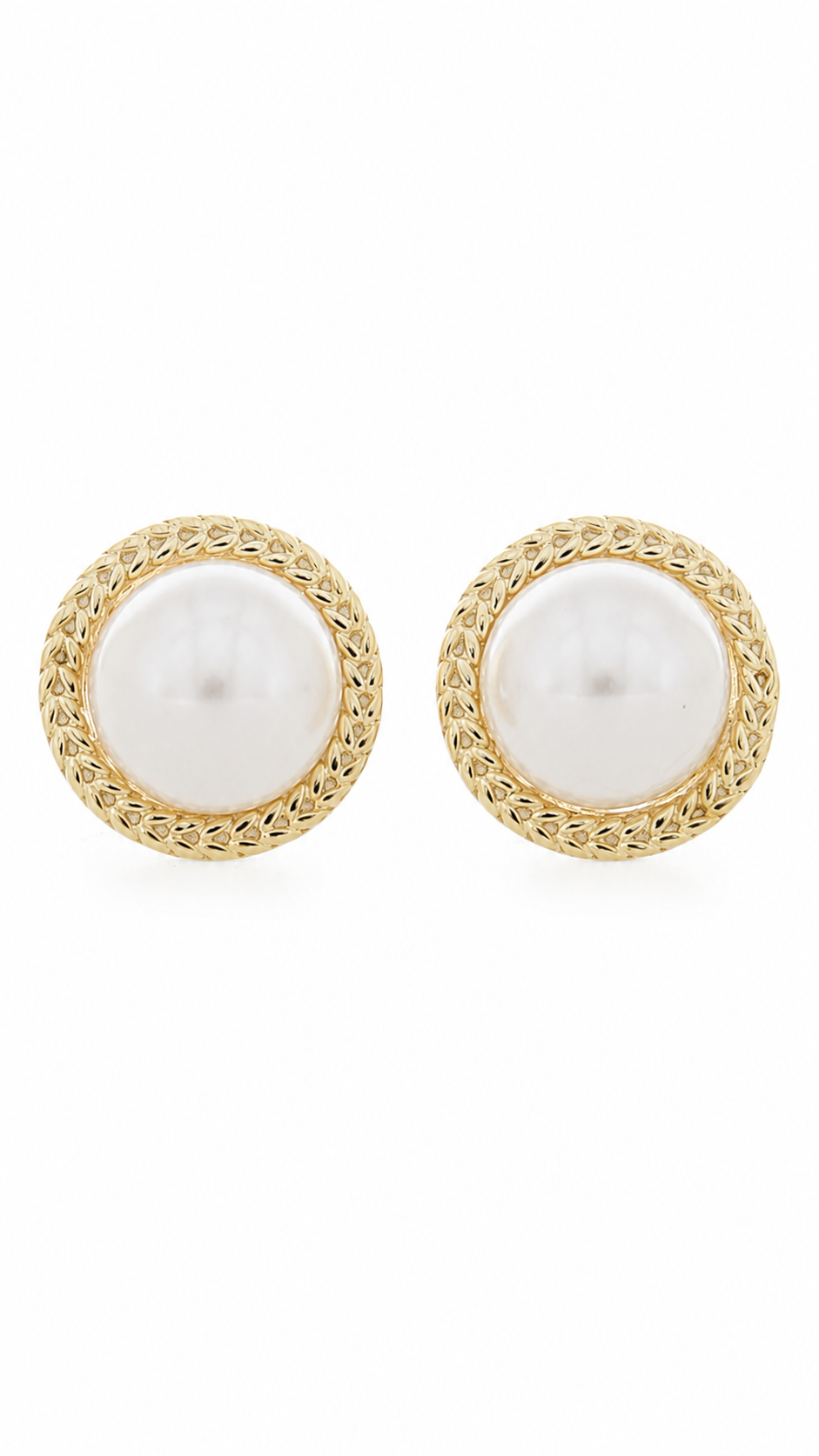 Elegant Gold Mother of Pearl Round Stud Earrings