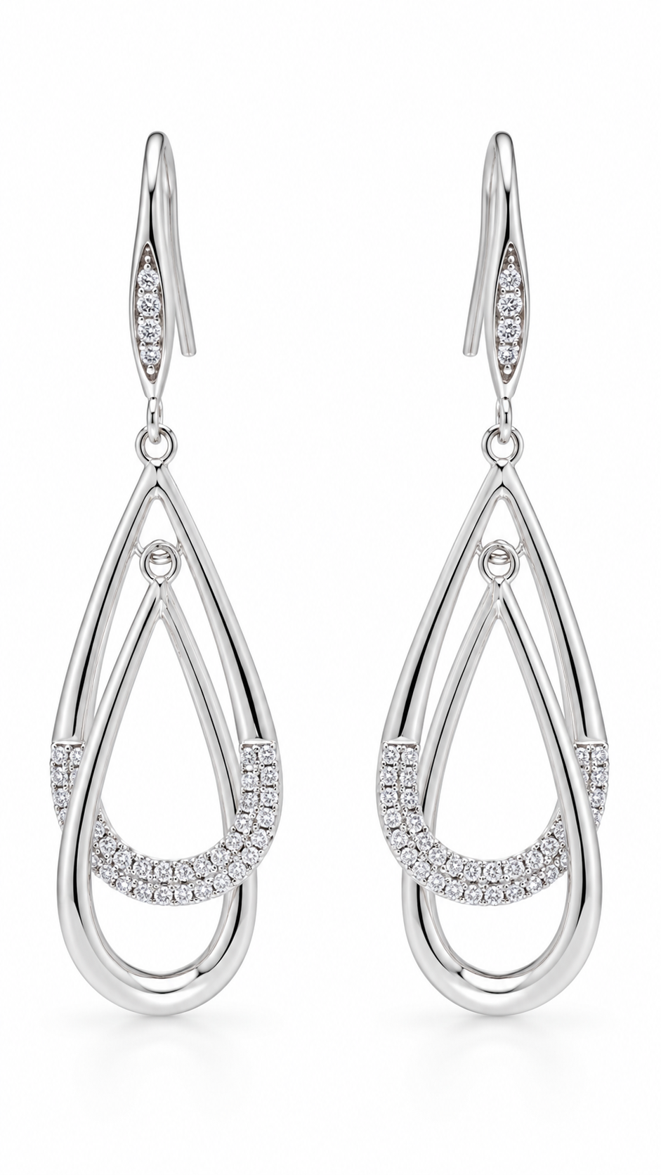 Silver Teardrop Dangle Earrings