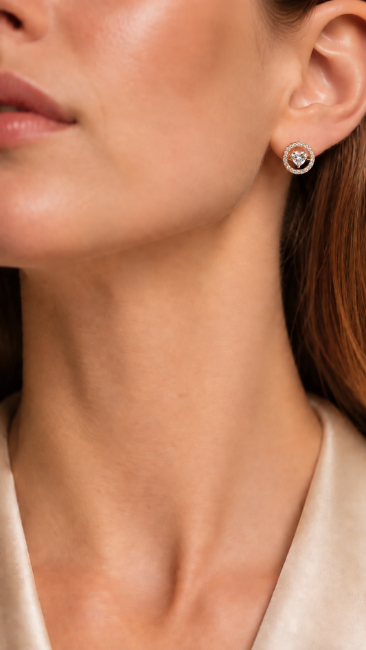 Open Circle Heart Earrings