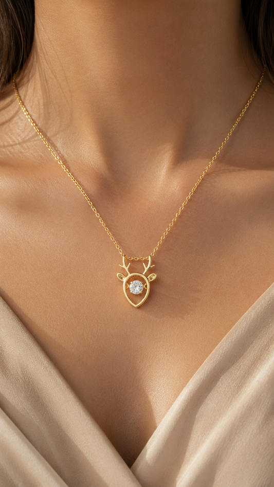 Golden Deer Charm Necklace