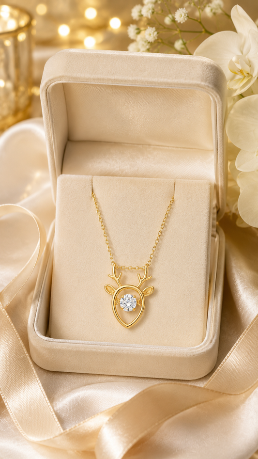 Golden Deer Charm Necklace