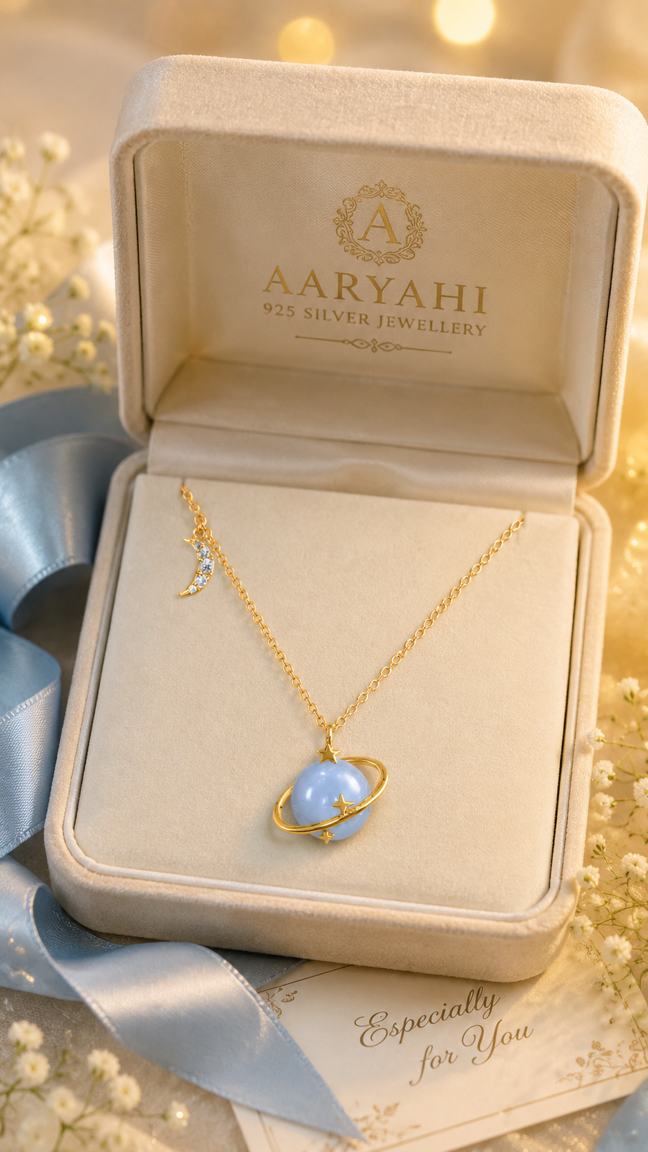 Cosmic Blue Planet Necklace