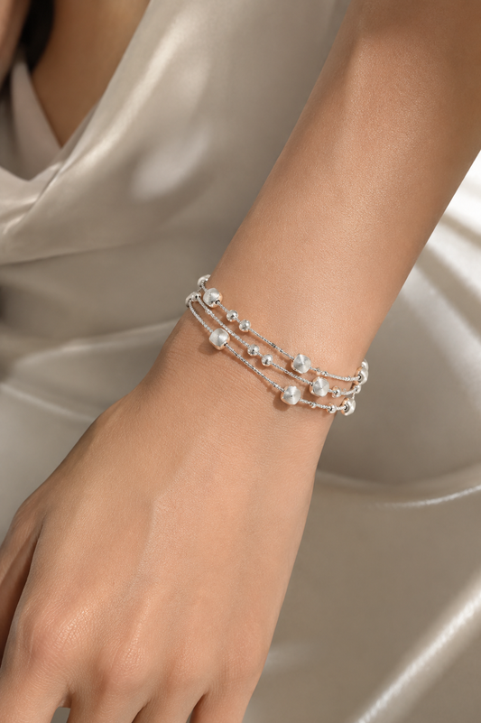 Triple-Layer Textured Chain Bracelet