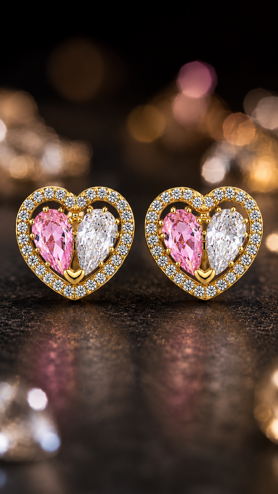 Pink & White Heart Earrings
