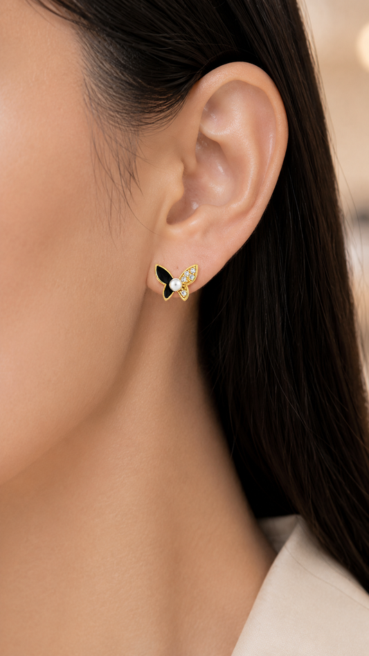 Black & White Butterfly Earrings