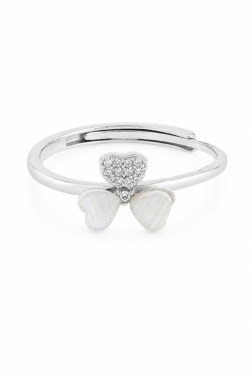Pearl Butterfly Heart Open Ring