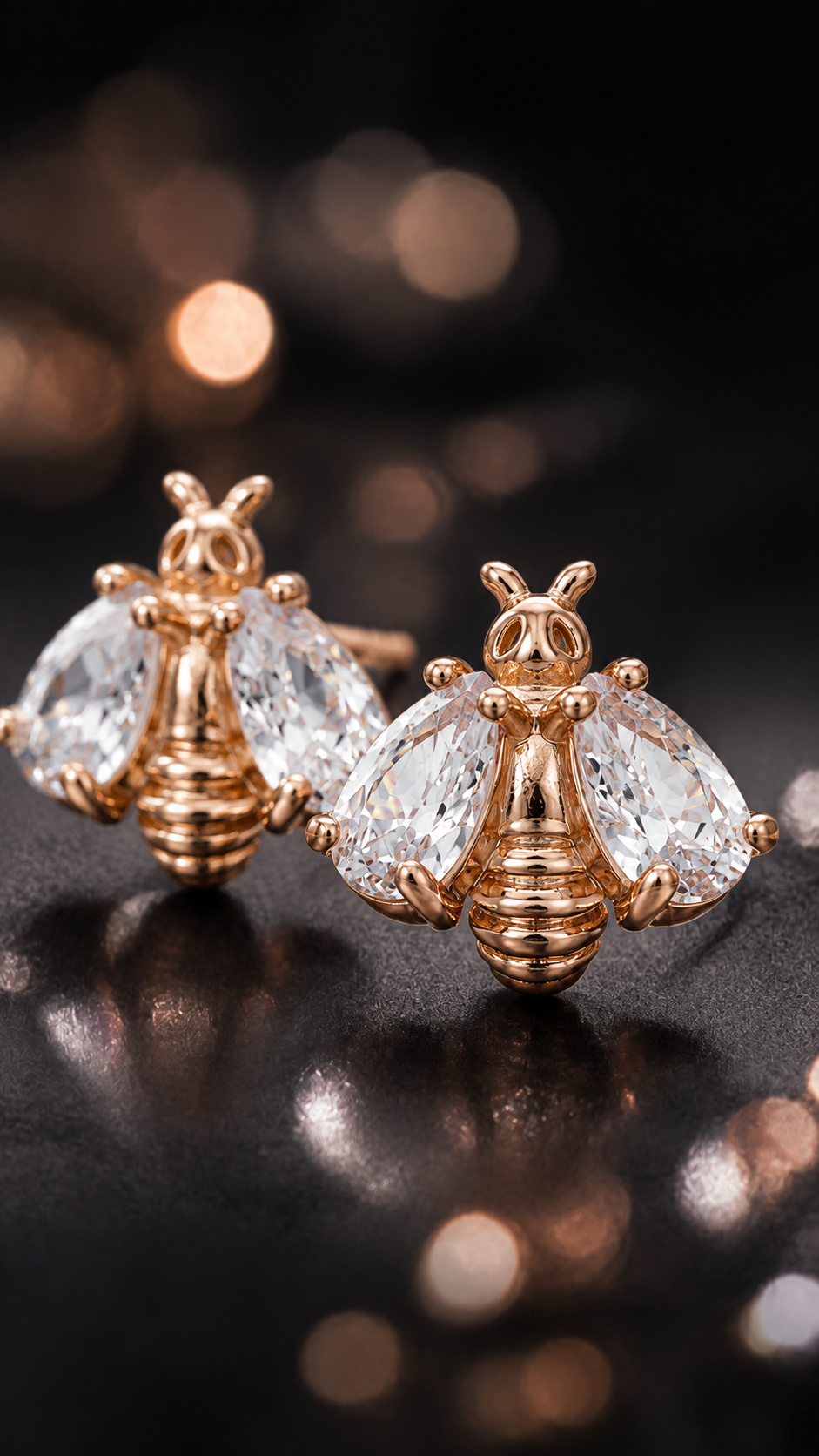 Rose Gold Bee Earrings
