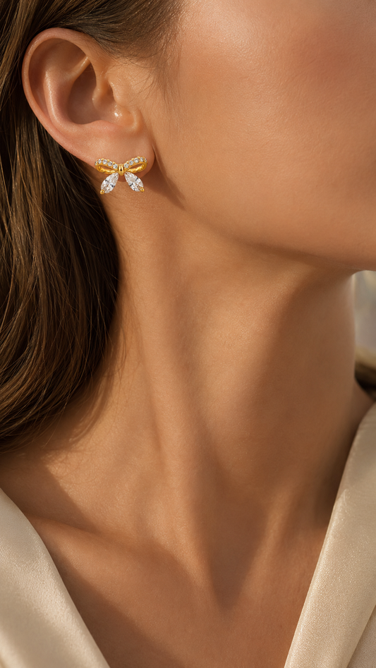 Gold-Plated Bow Earrings