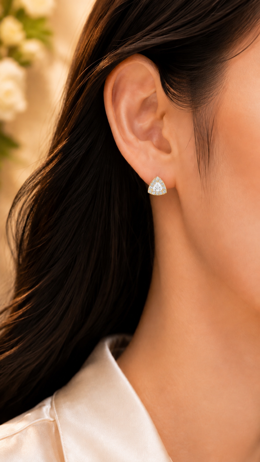 Triangle Halo Earrings