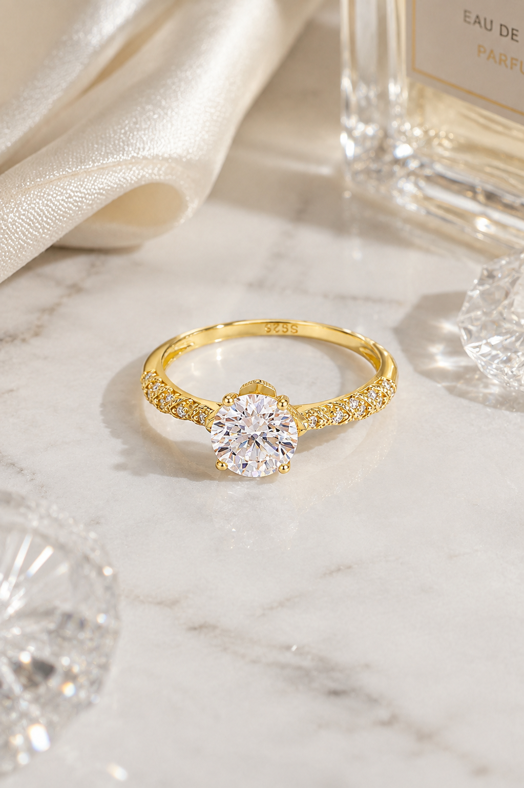 Round Solitaire Filigree Band Ring