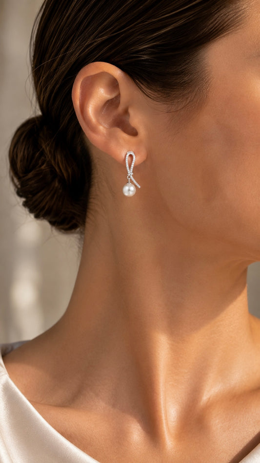 Silver-Tone Pearl Earrings