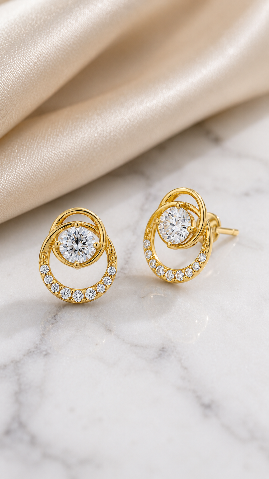 Gold Round Earrings
