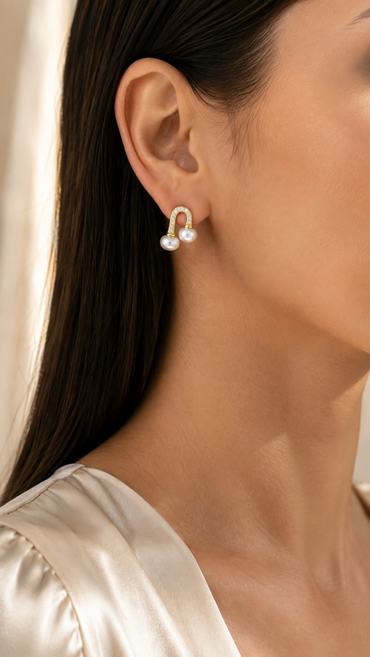 Gold-Tone Pearl Earrings