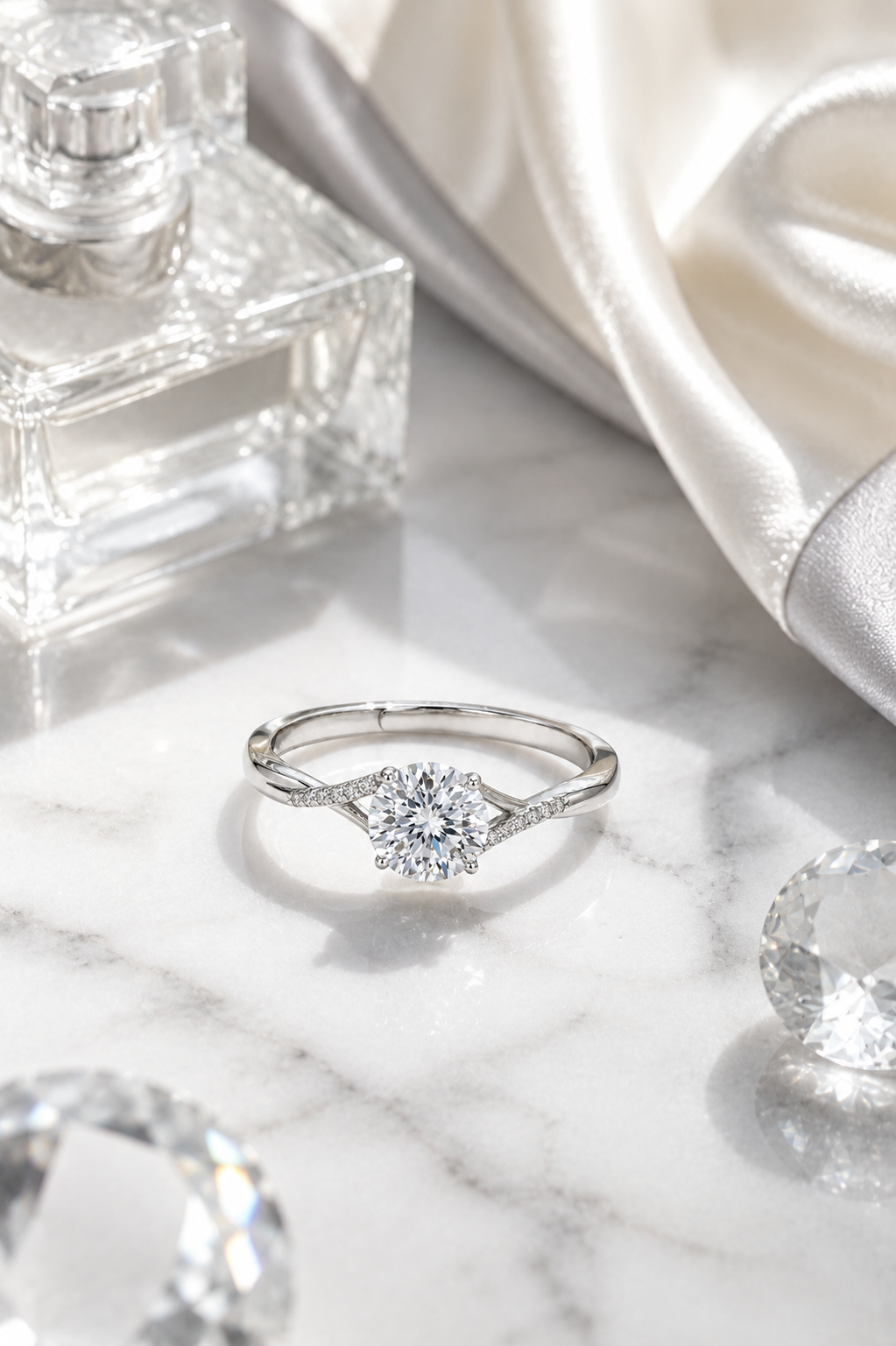 Round Solitaire Twist Band Ring