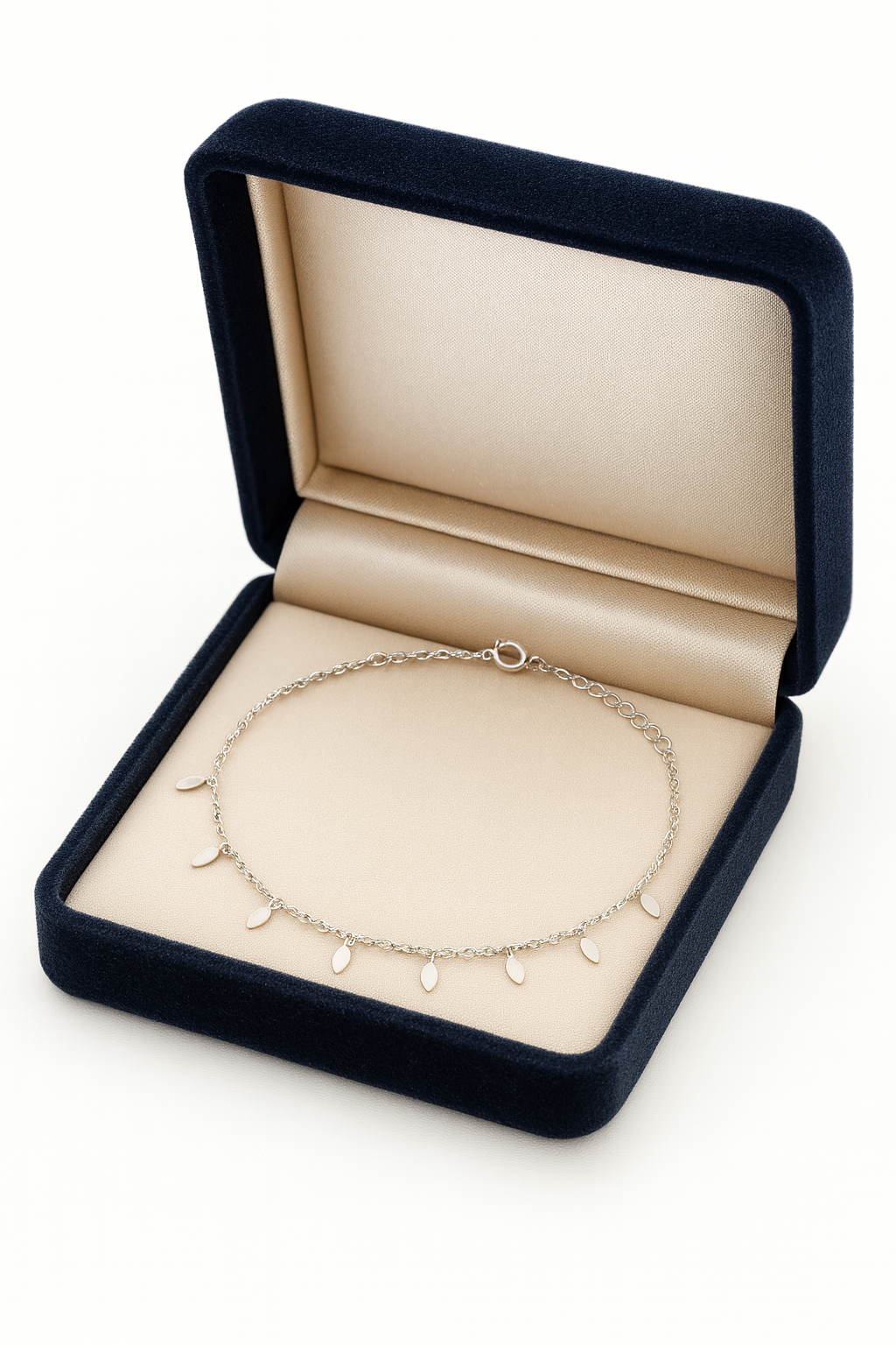 Elegant Silver Oval Drop Charm Anklet for Women & Girls | Minimal Daily Wear Adjustable Chain Anklet