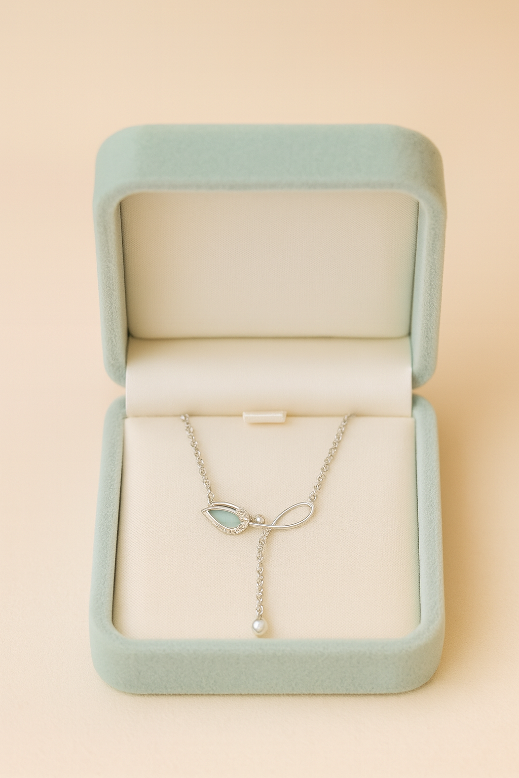 925 Silver Leaf Design Pearl Drop Pendant Necklace for Women – Elegant Enamel & CZ Accent