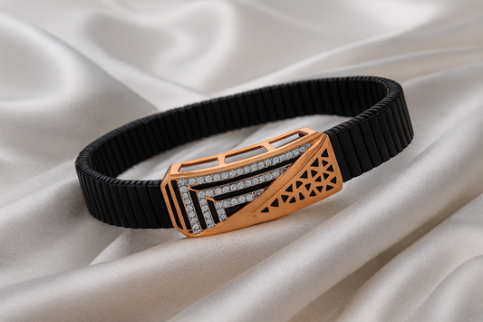 Vector Royale Bracelet in Rose Gold, Black Enamel & Diamonds, For Man