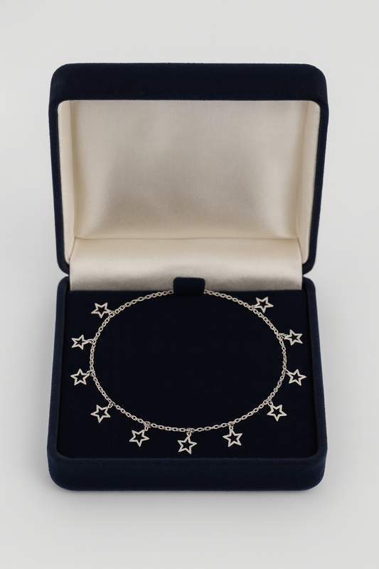 Elegant Silver Star Charm Anklet for Women & Girls | Dainty Celestial Daily Wear Adjustable Chain Anklet