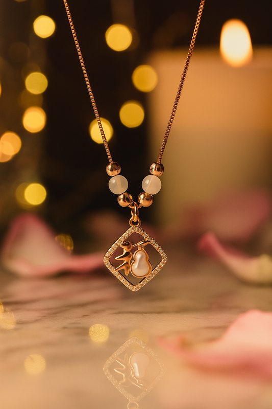 Elegant Rose Gold Pearl Gourd Pendant Necklace with Beads for Women