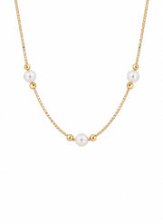 Gold Triple Pearl Bead Chain