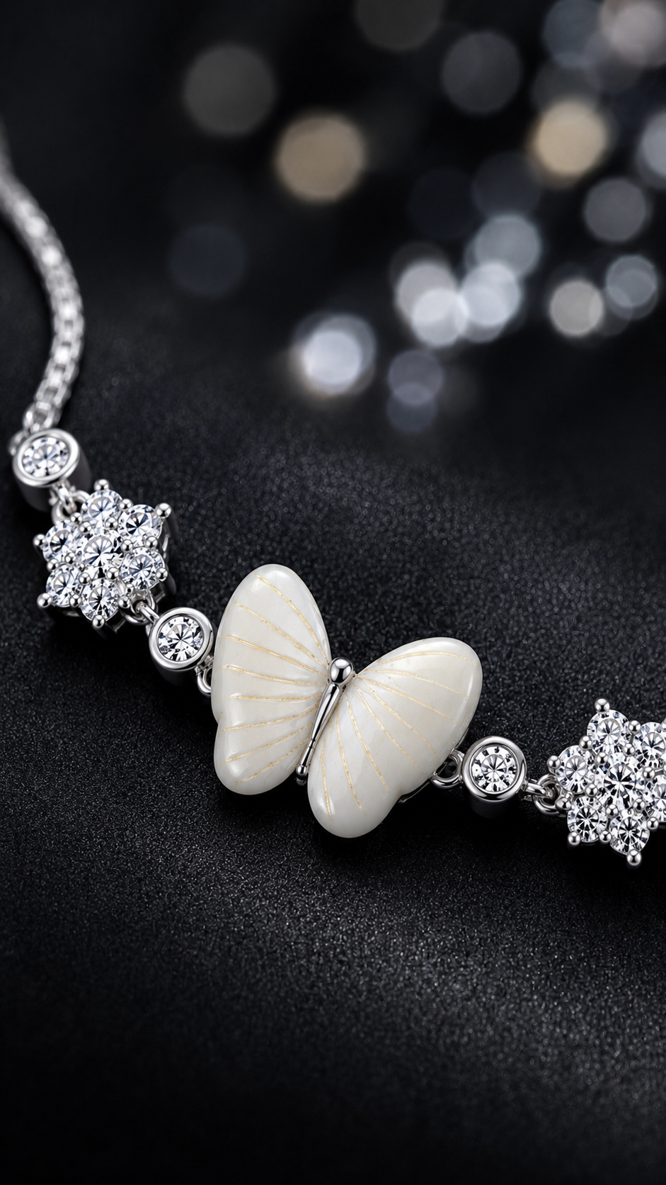 White Butterfly Adjustable Bracelet