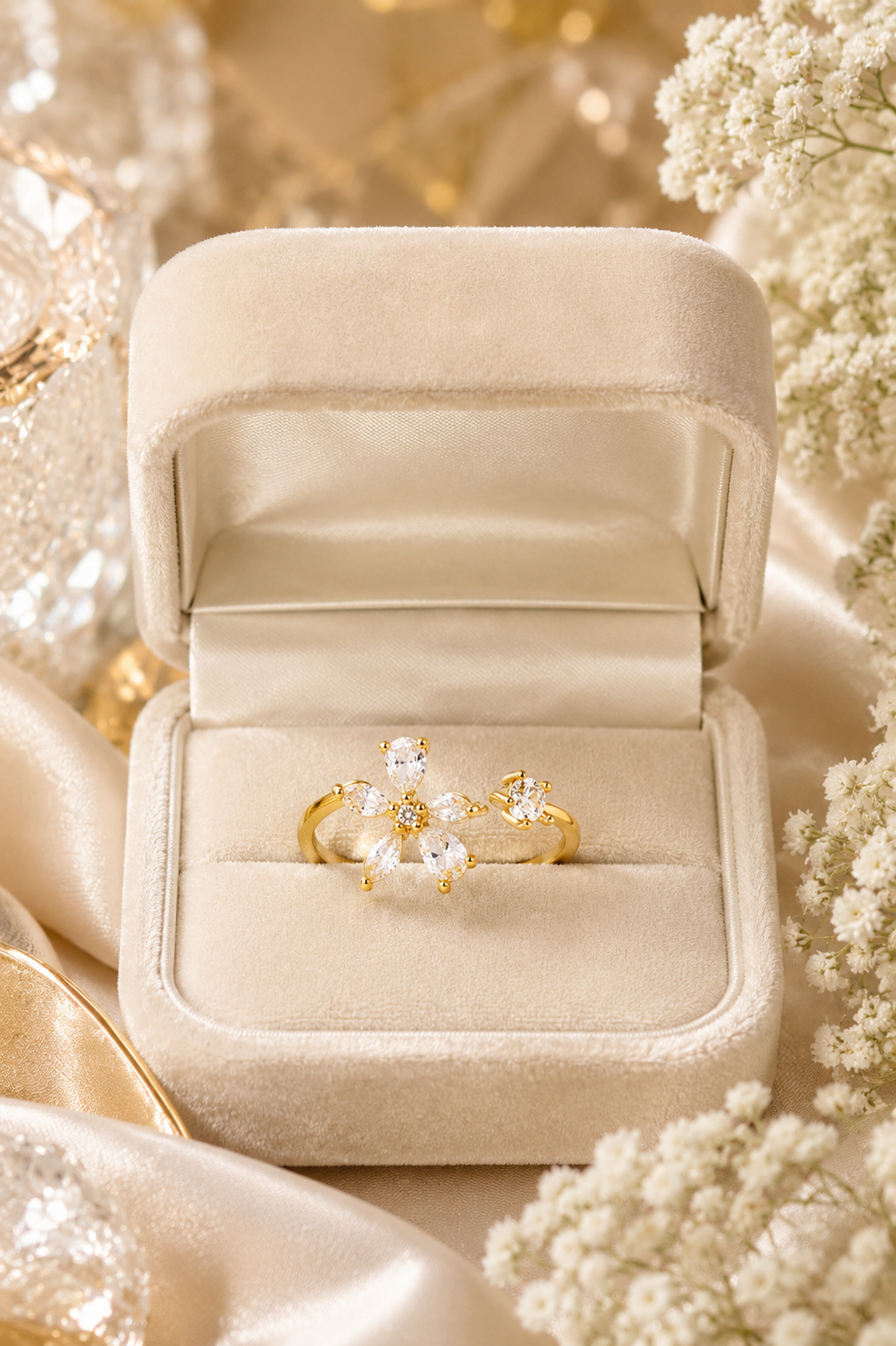 Flower Open Adjustable Ring