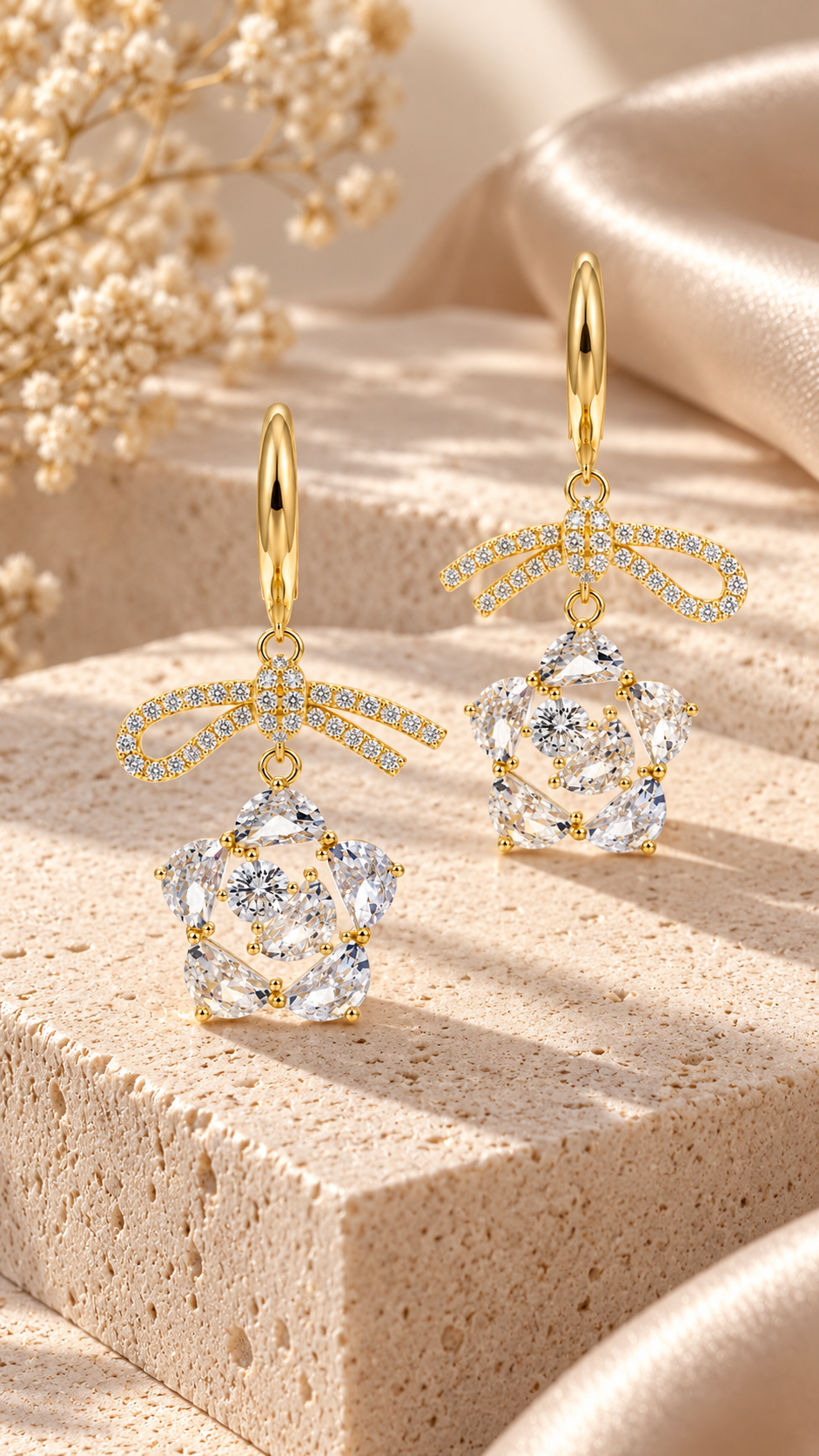 Bow & Floral Drop Earrings